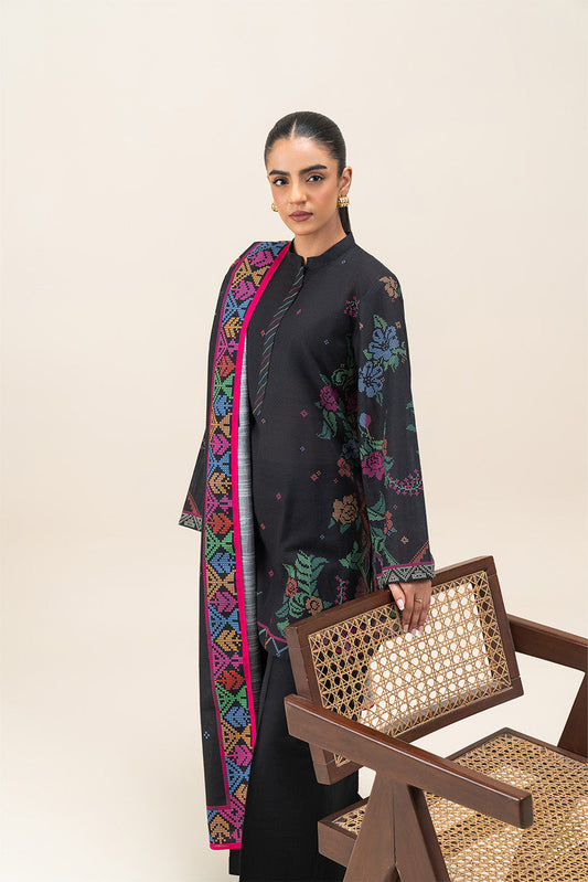 3 PIECE PRINTED SLUB KHADDAR SUIT-MIDNIGHT BLOOM