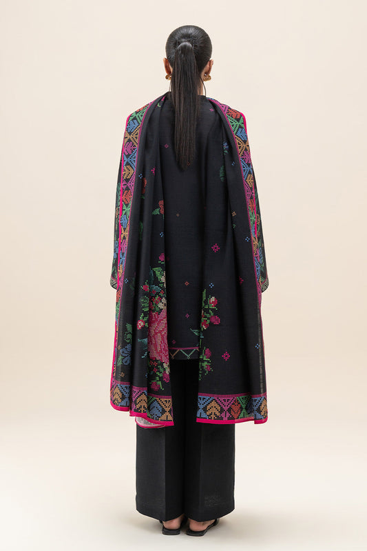 3 PIECE PRINTED SLUB KHADDAR SUIT-MIDNIGHT BLOOM