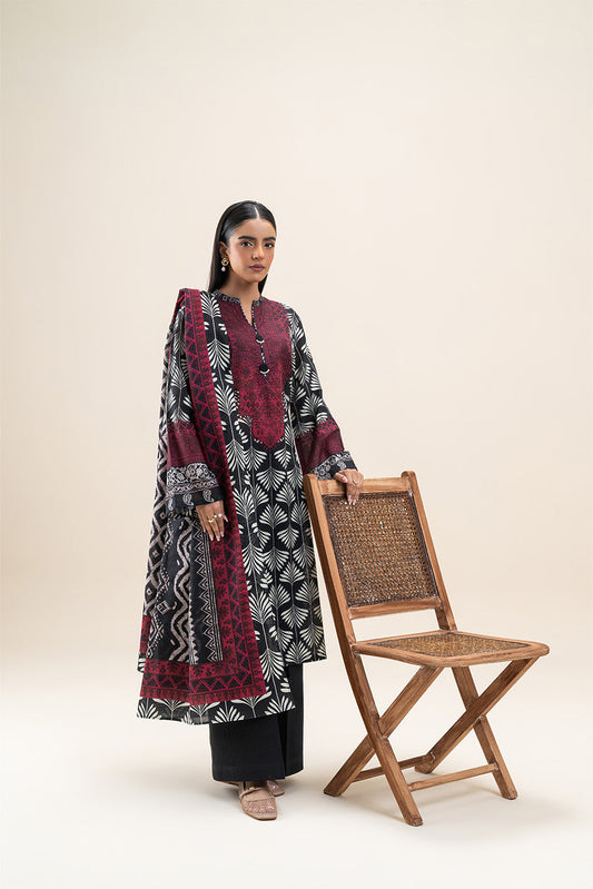 3 PIECE PRINTED SLUB KHADDAR SUIT-RAVEN GRACE
