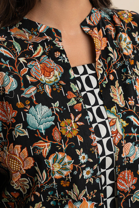 2 PIECE PRINTED CAMBRIC SUIT-JACOBEAN BLOOM (UNSTITCHED)