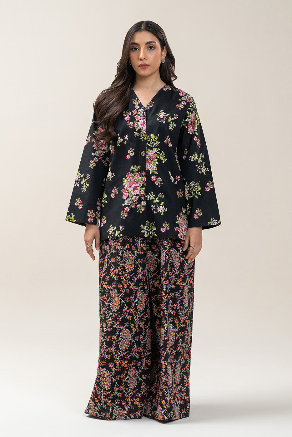 2 PIECE PRINTED CAMBRIC SUIT-MIDNIGHT ORCHID (UNSTITCHED)