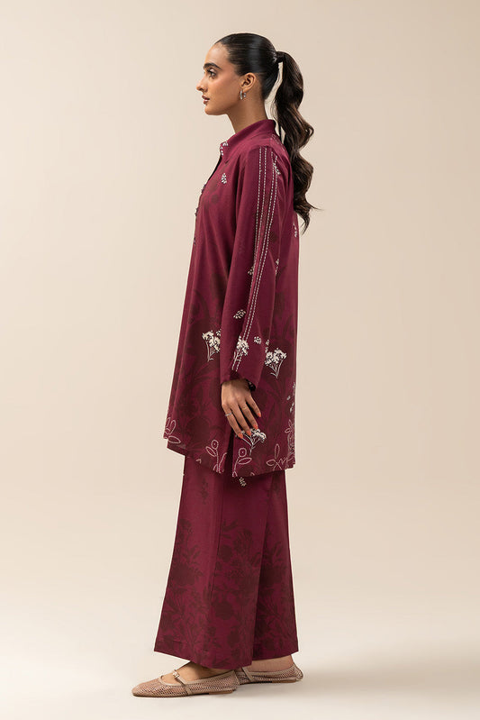 2 PIECE PRINTED LINEN SUIT-MULBERRY GLAM (UNSTITCHED)