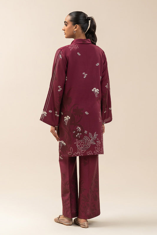 2 PIECE PRINTED LINEN SUIT-MULBERRY GLAM (UNSTITCHED)