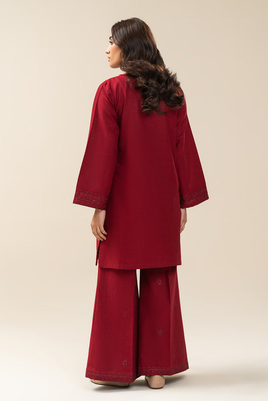 2 PIECE EMBROIDERED MULTI NAPS SUIT-SCARLET MUSE (UNSTITCHED)