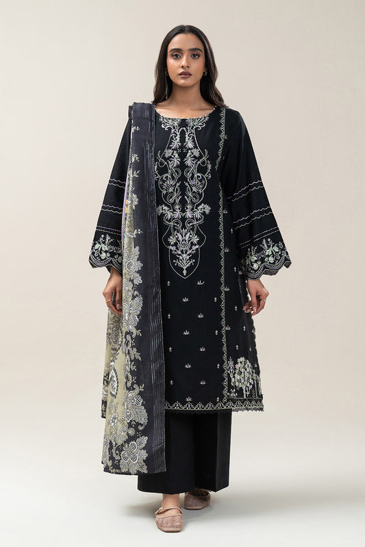 3 PIECE EMBROIDERED SLUB KHADDAR SUIT-MOONLIGHT ECHO (UNSTITCHED)