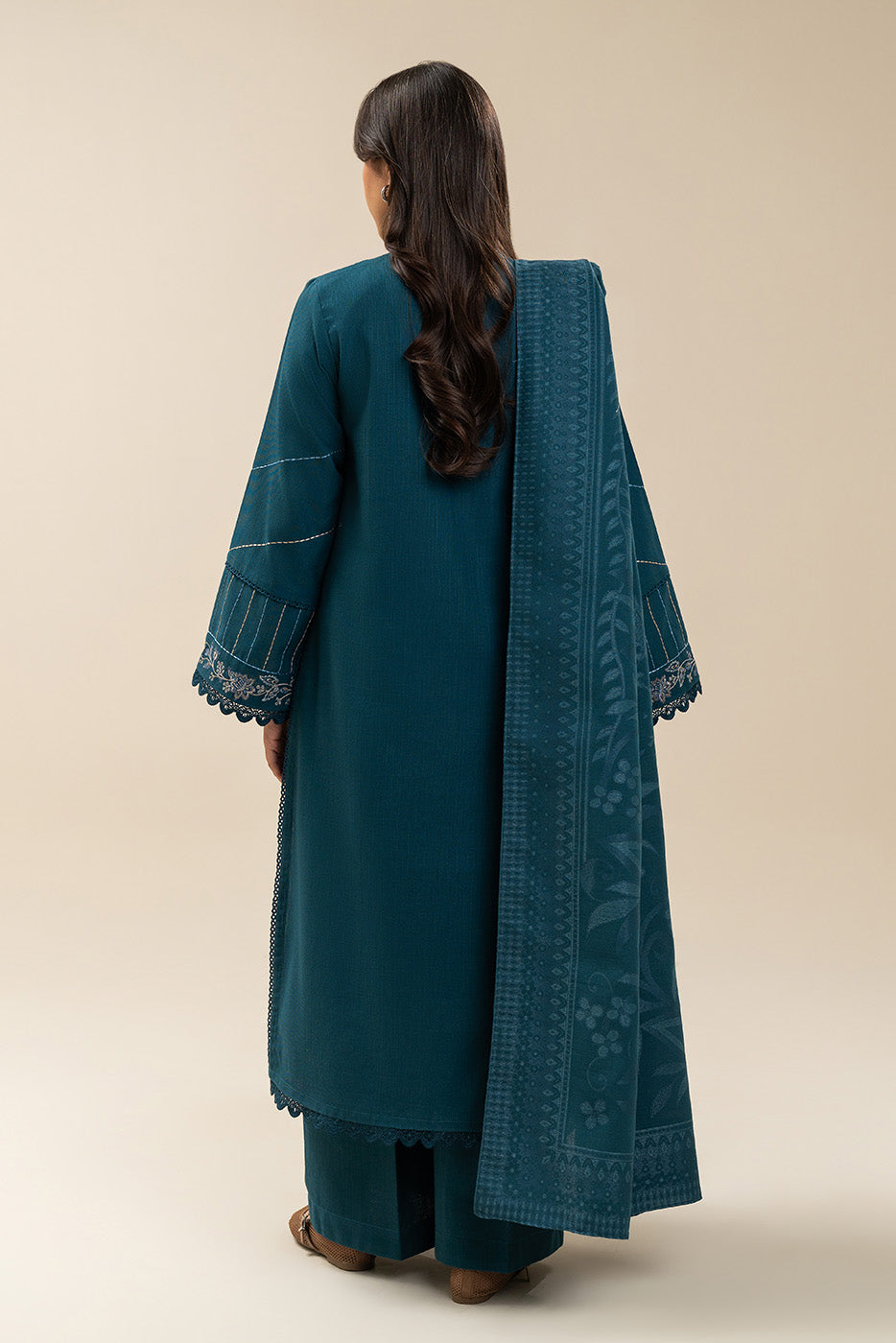 3 PIECE EMBROIDERED SLUB KHADDAR SUIT-AZURE TRANQUIL (UNSTITCHED)