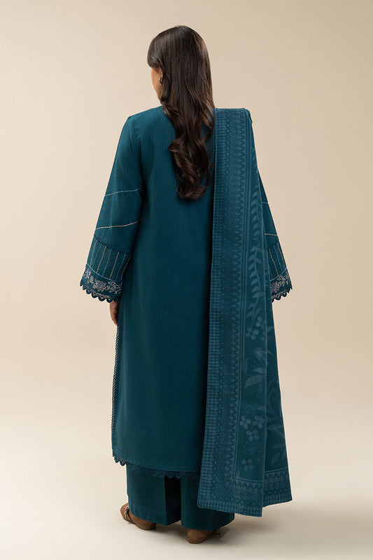 3 PIECE EMBROIDERED SLUB KHADDAR SUIT-AZURE TRANQUIL (UNSTITCHED)