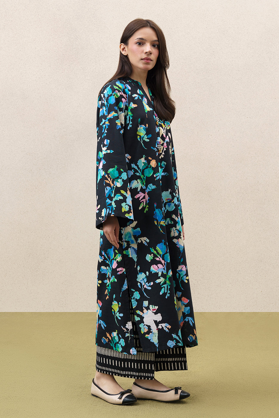 PRINTED SLUB KHADDAR SHIRT (PRET)