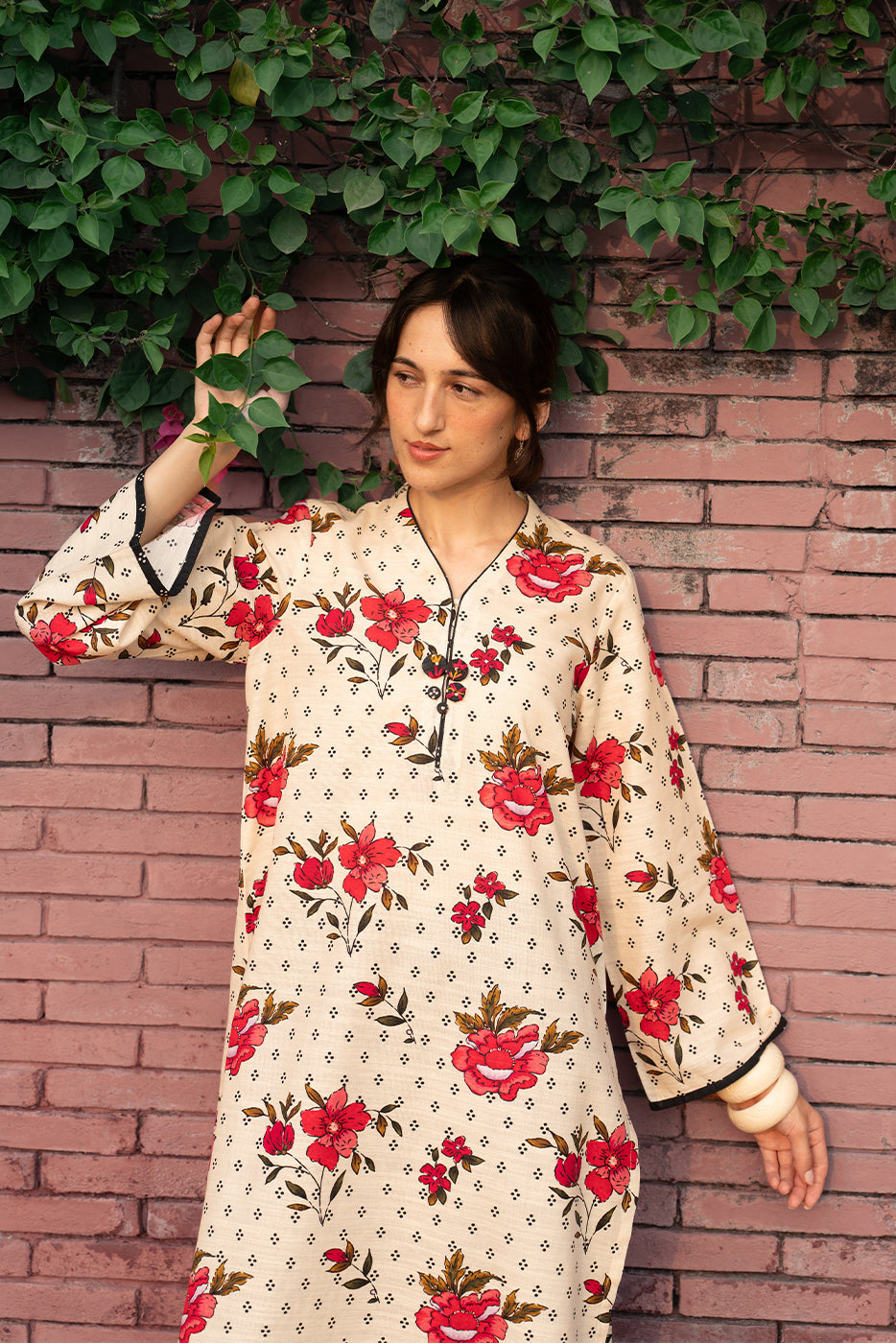 PRINTED SLUB KHADDAR SHIRT (PRET)