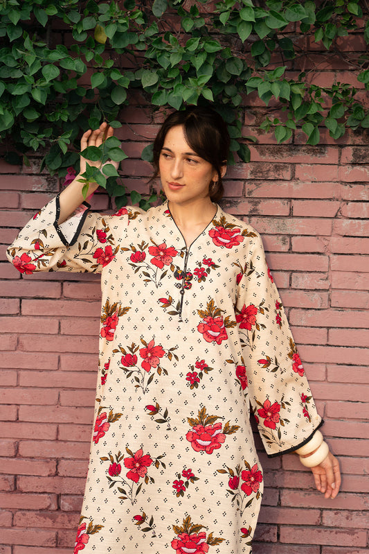 PRINTED SLUB KHADDAR SHIRT (PRET)