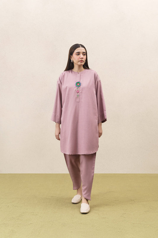 2 PIECE EMBROIDERED TWILL SUIT (PRET)