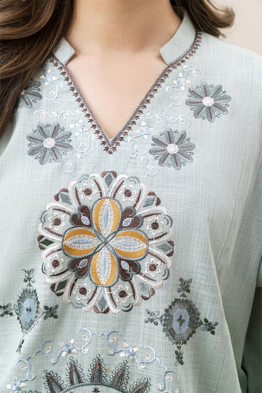 2 PIECE EMBROIDERED TWO WAY SLUB SUIT (PRET)