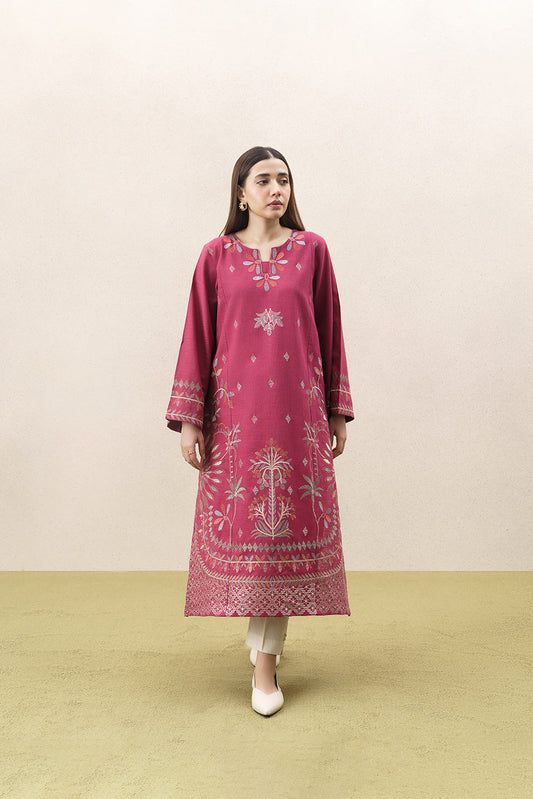 EMBROIDERED TWO WAY SLUB SHIRT (PRET)