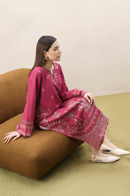 EMBROIDERED TWO WAY SLUB SHIRT (PRET)