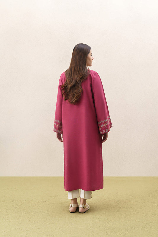 EMBROIDERED TWO WAY SLUB SHIRT (PRET)