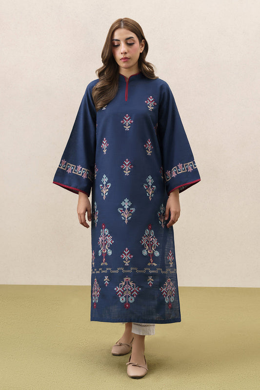 EMBROIDERED TWO WAY SLUB SHIRT (PRET)