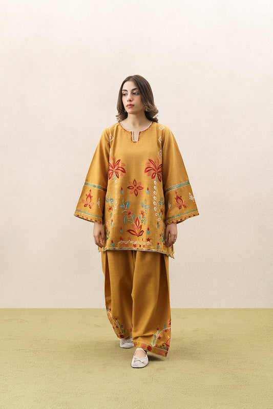 2 PIECE EMBROIDERED TWO WAY SLUB SUIT (PRET)