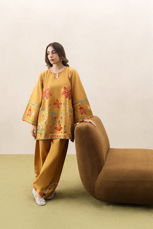 2 PIECE EMBROIDERED TWO WAY SLUB SUIT (PRET)