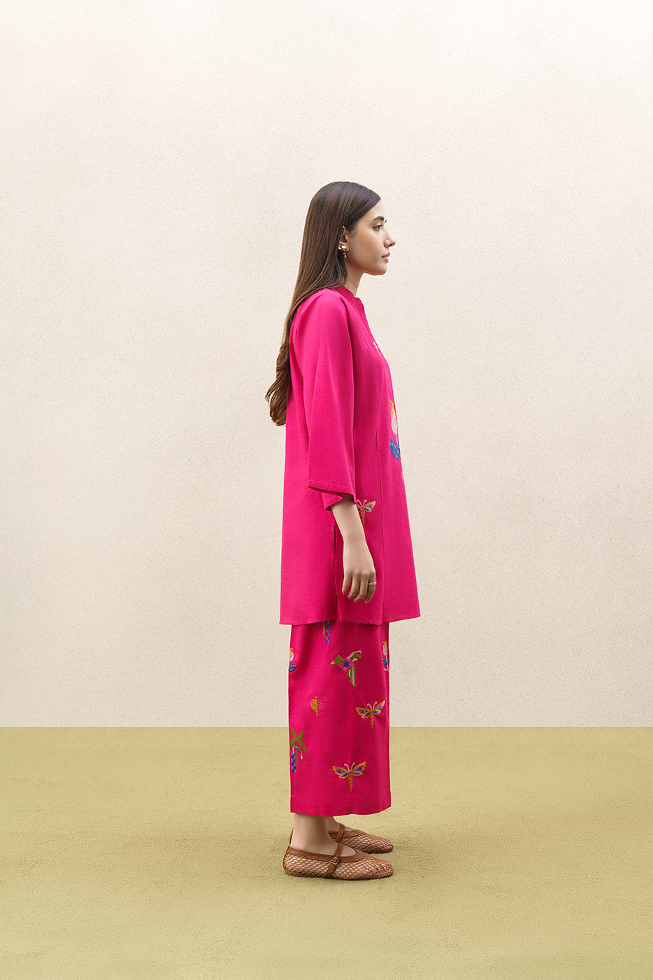 2 PIECE EMBROIDERED TWO WAY SLUB SUIT (PRET)