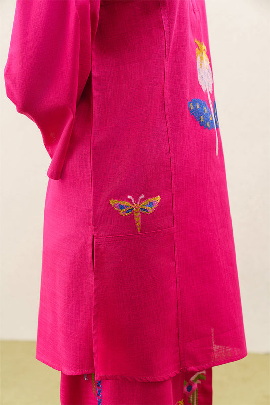 2 PIECE EMBROIDERED TWO WAY SLUB SUIT (PRET)