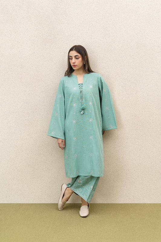 2 PIECE EMBROIDERED SLUB SUIT (PRET)