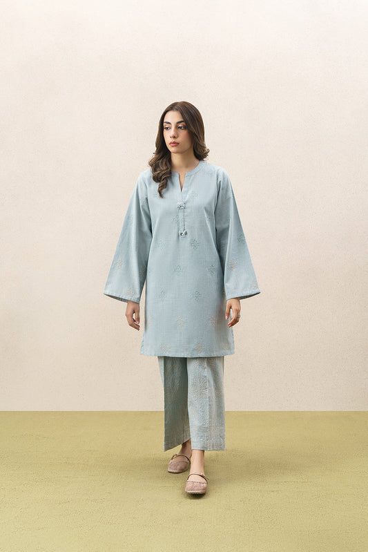 2 PIECE EMBROIDERED TWO WAY SLUB SUIT (PRET)
