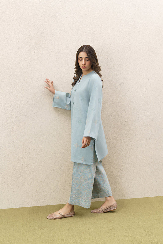 2 PIECE EMBROIDERED TWO WAY SLUB SUIT (PRET)