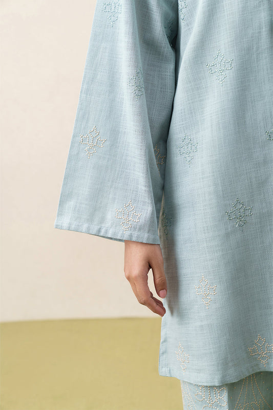 2 PIECE EMBROIDERED TWO WAY SLUB SUIT (PRET)
