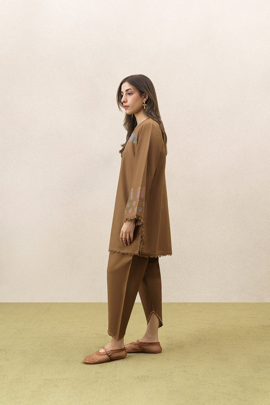 2 PIECE EMBROIDERED SLUB KHADDAR  SUIT (PRET)