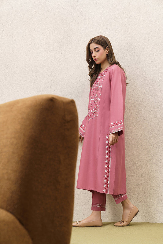 2 PIECE EMBROIDERED SLUB KHADDAR SUIT (PRET)