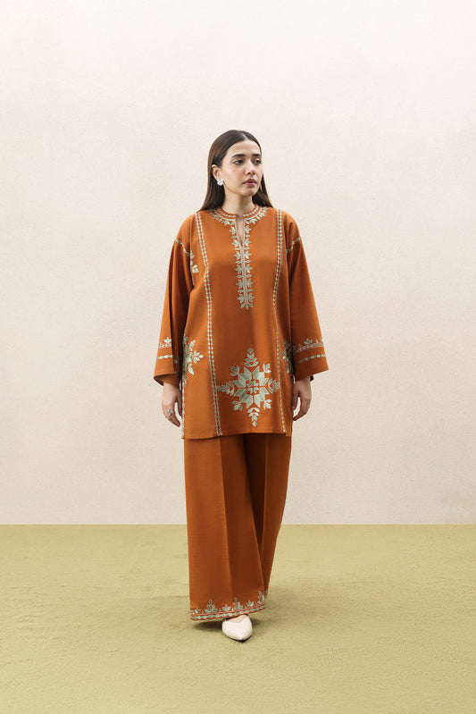 2 PIECE EMBROIDERED SLUB KHADDAR SUIT (PRET)