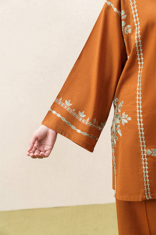 2 PIECE EMBROIDERED SLUB KHADDAR SUIT (PRET)