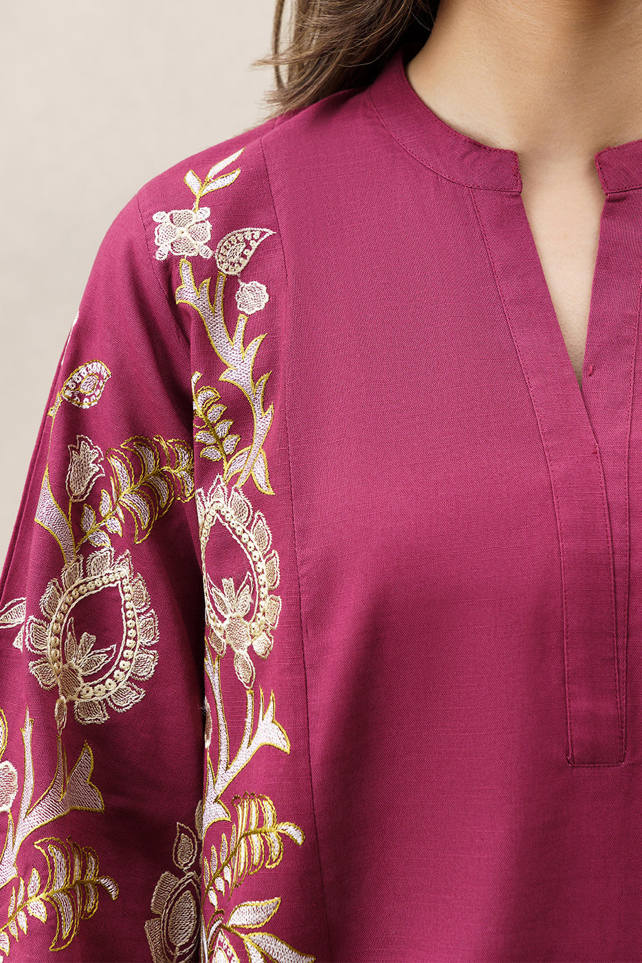 2 PIECE EMBROIDERED SLUB KHADDAR SUIT (PRET)