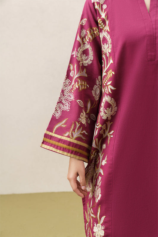 2 PIECE EMBROIDERED SLUB KHADDAR SUIT (PRET)