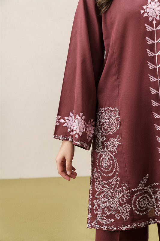 2 PIECE EMBROIDERED SLUB KHADDAR SUIT (PRET)