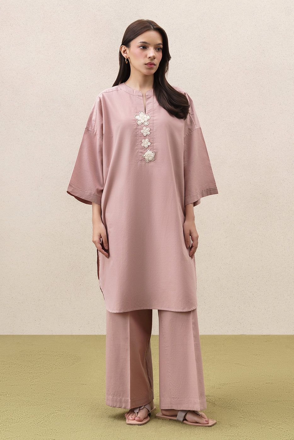 2 PIECE SOLID YARN DYED DOBBY SUIT (PRET)