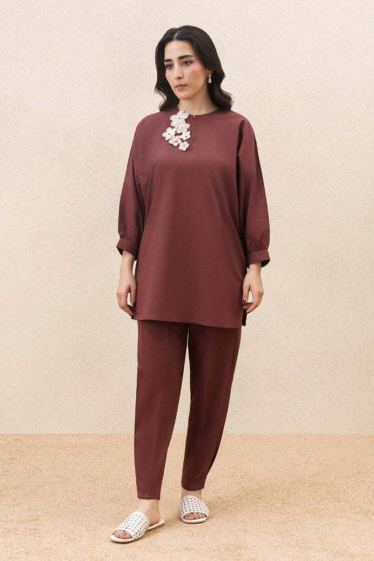 2 PIECE EMBROIDERED DOBBY YARN DYED SUIT (PRET)
