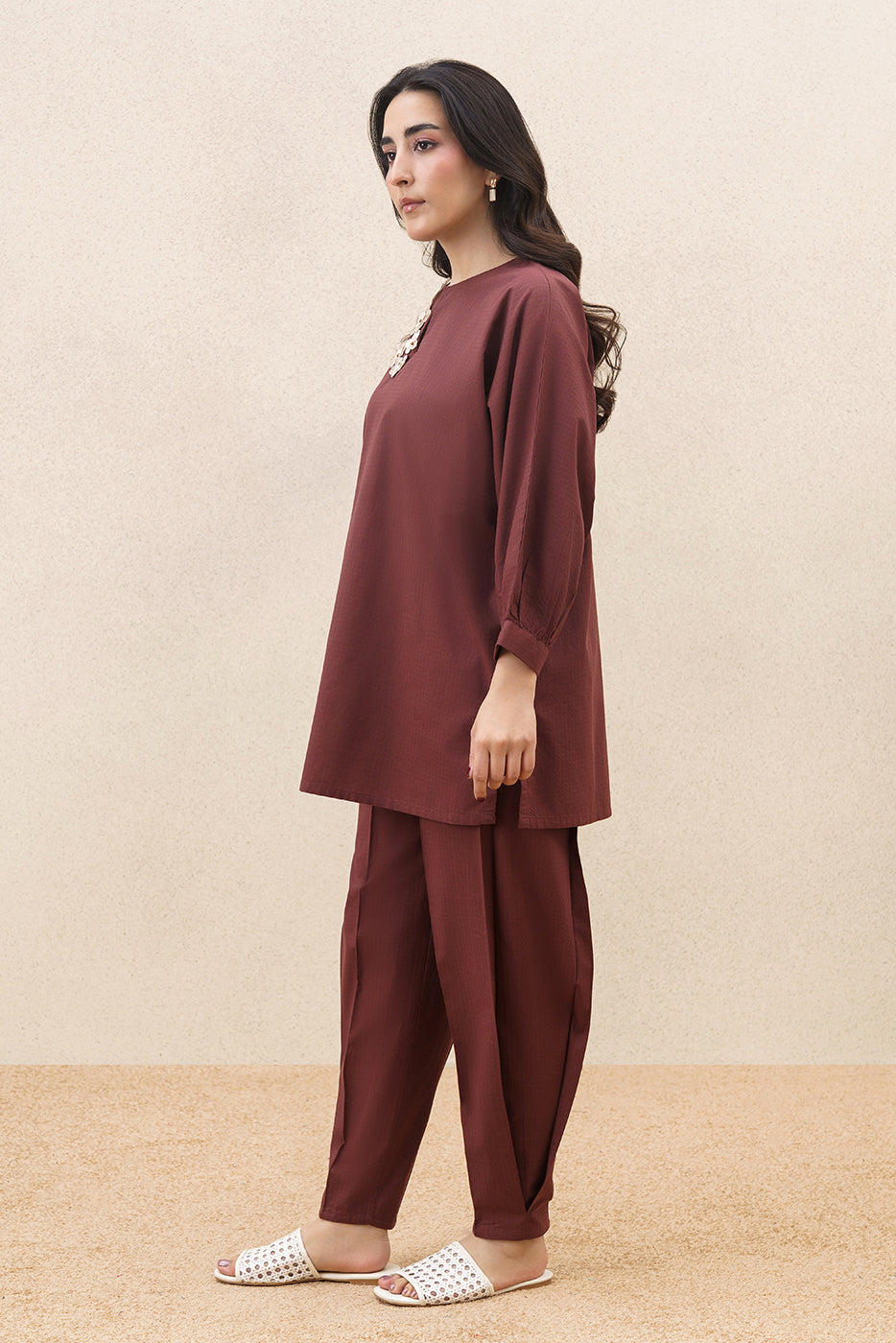 2 PIECE EMBROIDERED DOBBY YARN DYED SUIT (PRET)