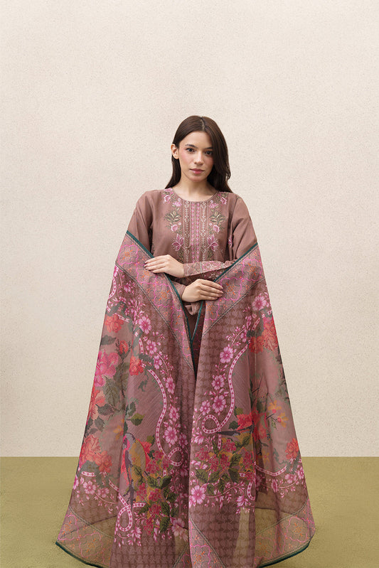 3 PIECE EMBROIDERED SLUB KHADDAR SUIT (PRET)
