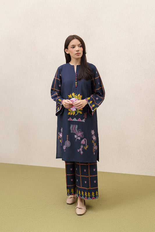 2 PIECE EMBROIDERED SLUB KHADDAR SUIT (PRET)