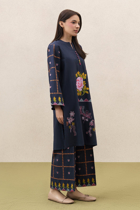 2 PIECE EMBROIDERED SLUB KHADDAR SUIT (PRET)