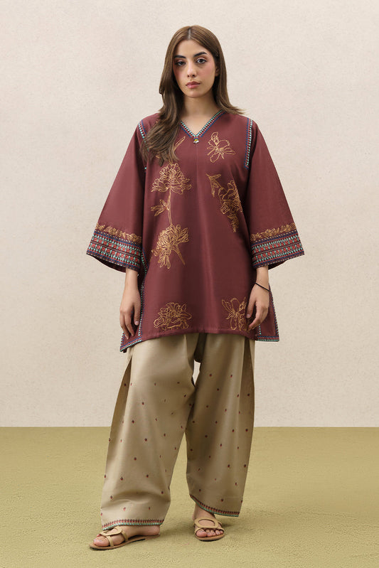 2 PIECE EMBROIDERED SLUB KHADDAR SUIT (PRET)
