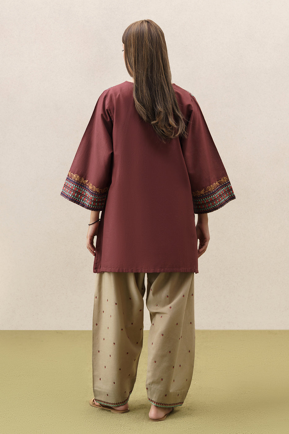 2 PIECE EMBROIDERED SLUB KHADDAR SUIT (PRET)