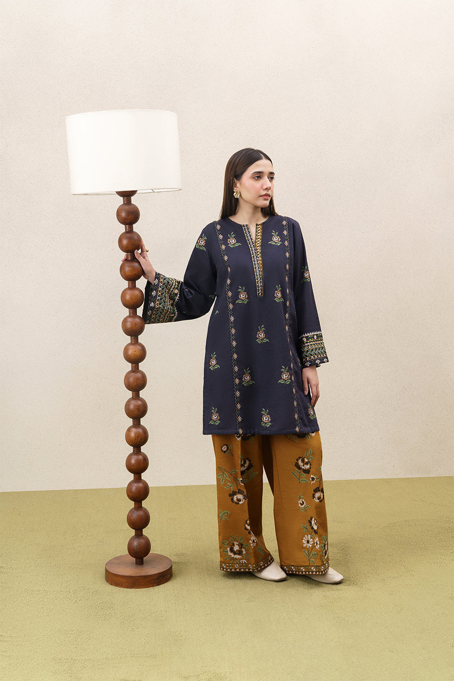 2 PIECE EMBROIDERED SLUB KHADDAR SUIT (PRET)