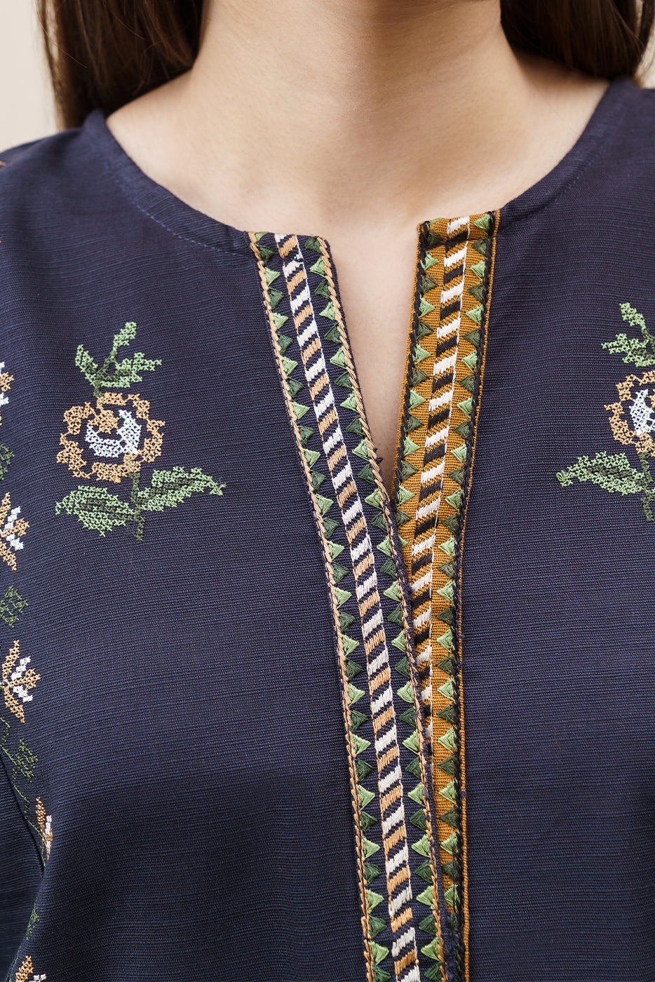 2 PIECE EMBROIDERED SLUB KHADDAR SUIT (PRET)