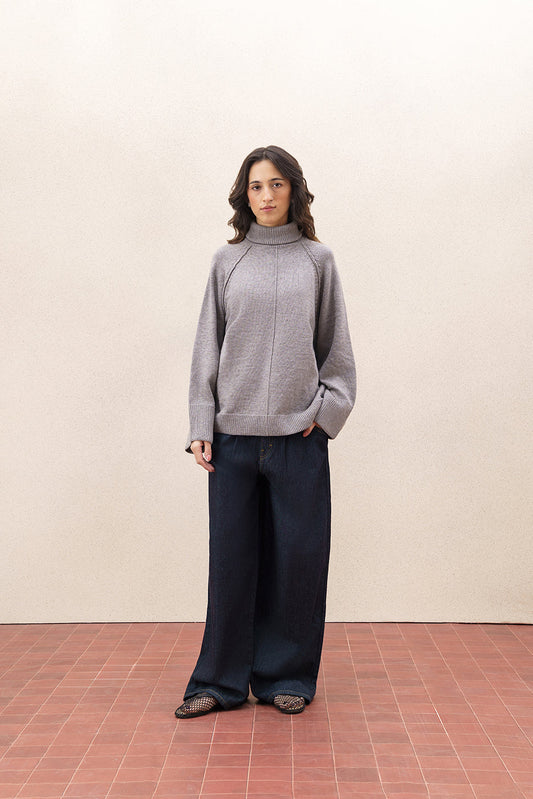 MOCK TURTLE NECK KNIT PULLOVER