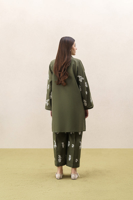2 PIECE EMBROIDERED SLUB KHADDAR SUIT (PRET)