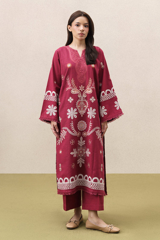 2 PIECE EMBROIDERED SLUB KHADDAR SUIT (PRET)