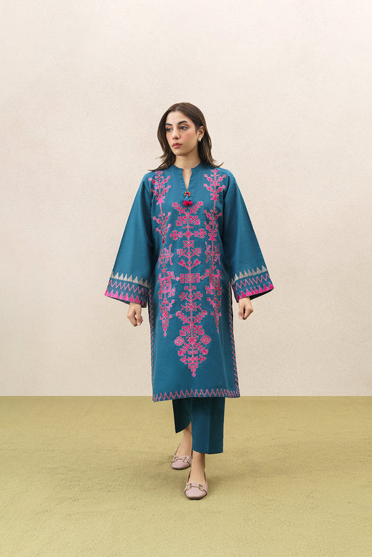 2 PIECE EMBROIDERED SLUB KHADDAR SUIT (PRET)