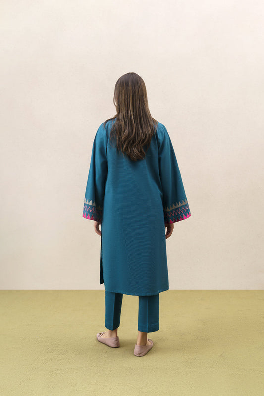 2 PIECE EMBROIDERED SLUB KHADDAR SUIT (PRET)